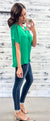 Kelly Green "Queen of the Office" Satin Blouse