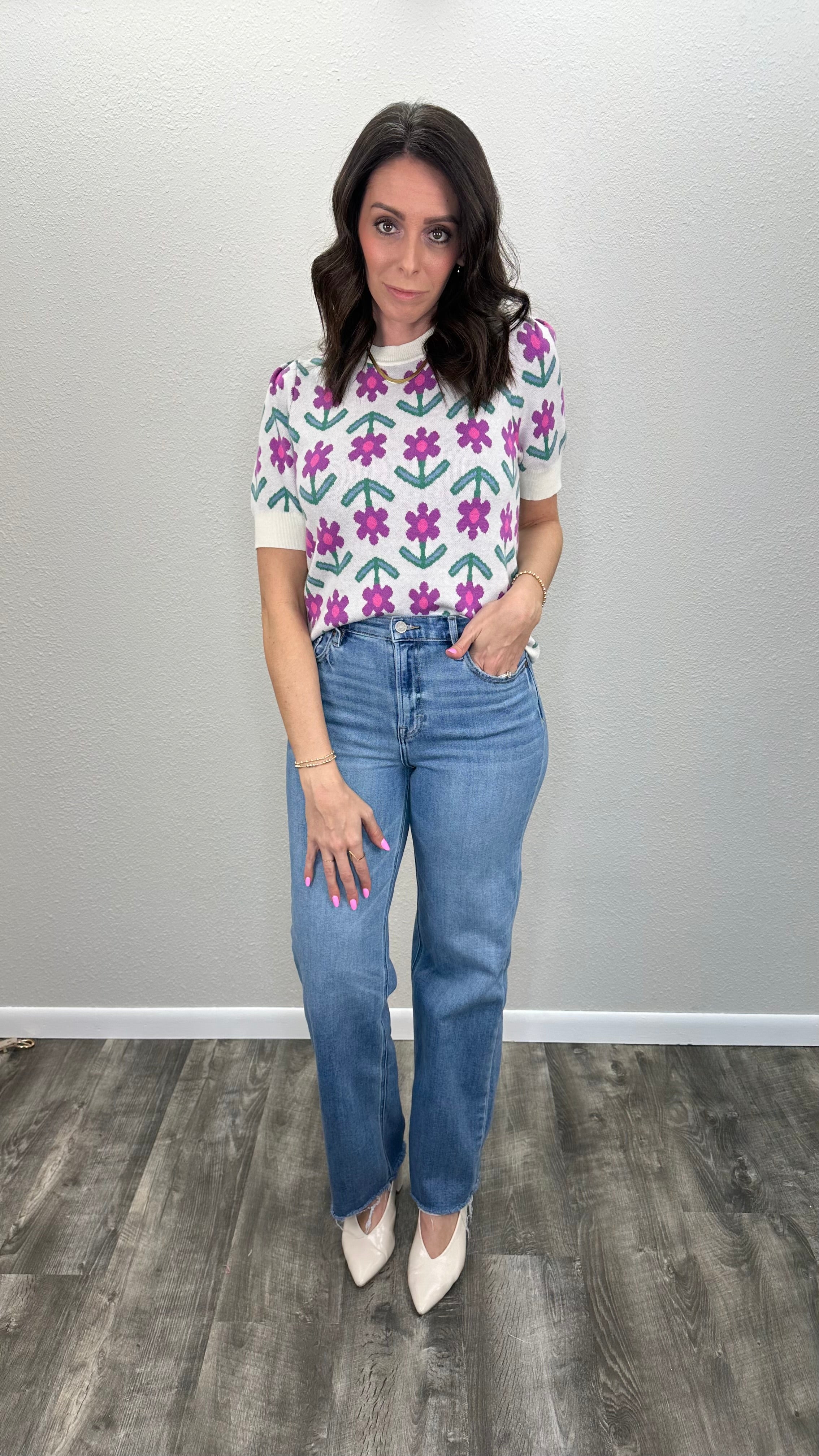 Garden Party Floral Sweater Top