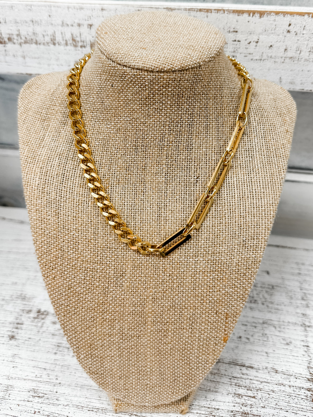 Half &amp; Half Gold Chunky Chain Necklace