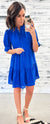 Royal Blue Gingham Tiered Babydoll Dress