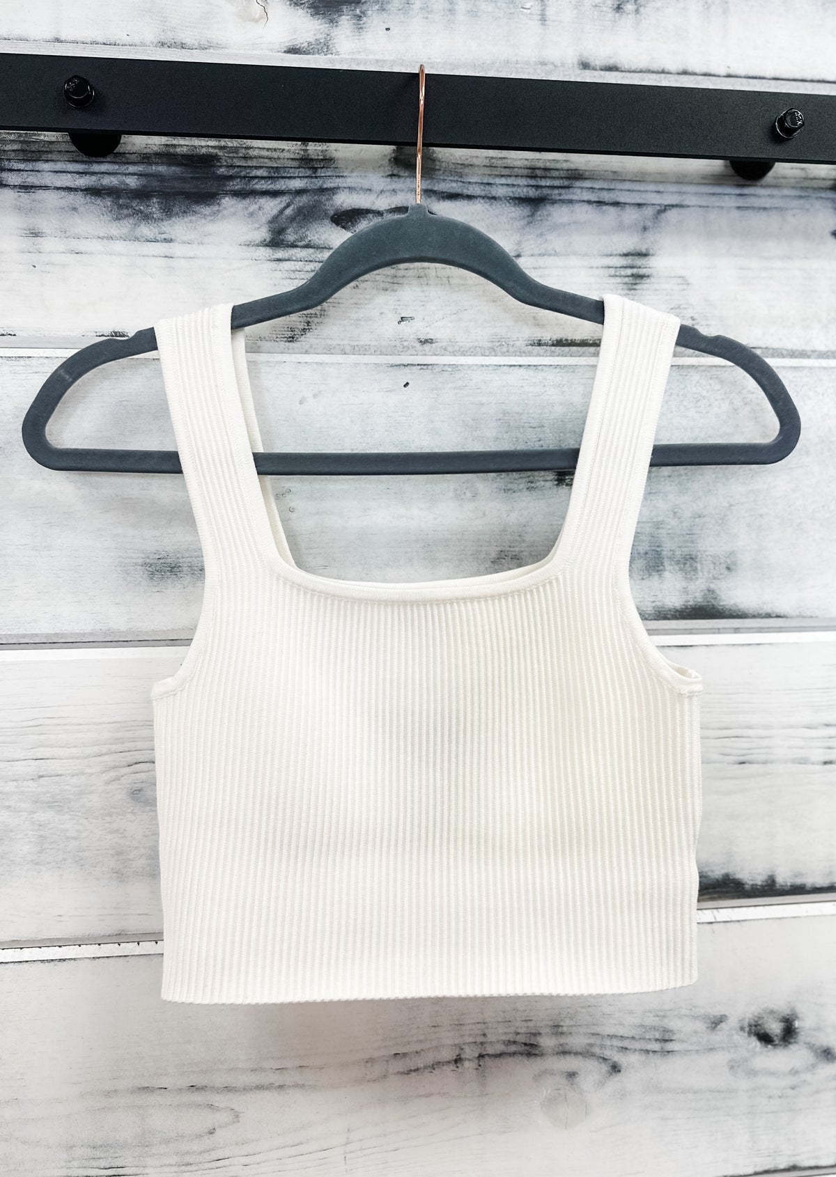 Ivory Square Neck Ribbed Crop Brami