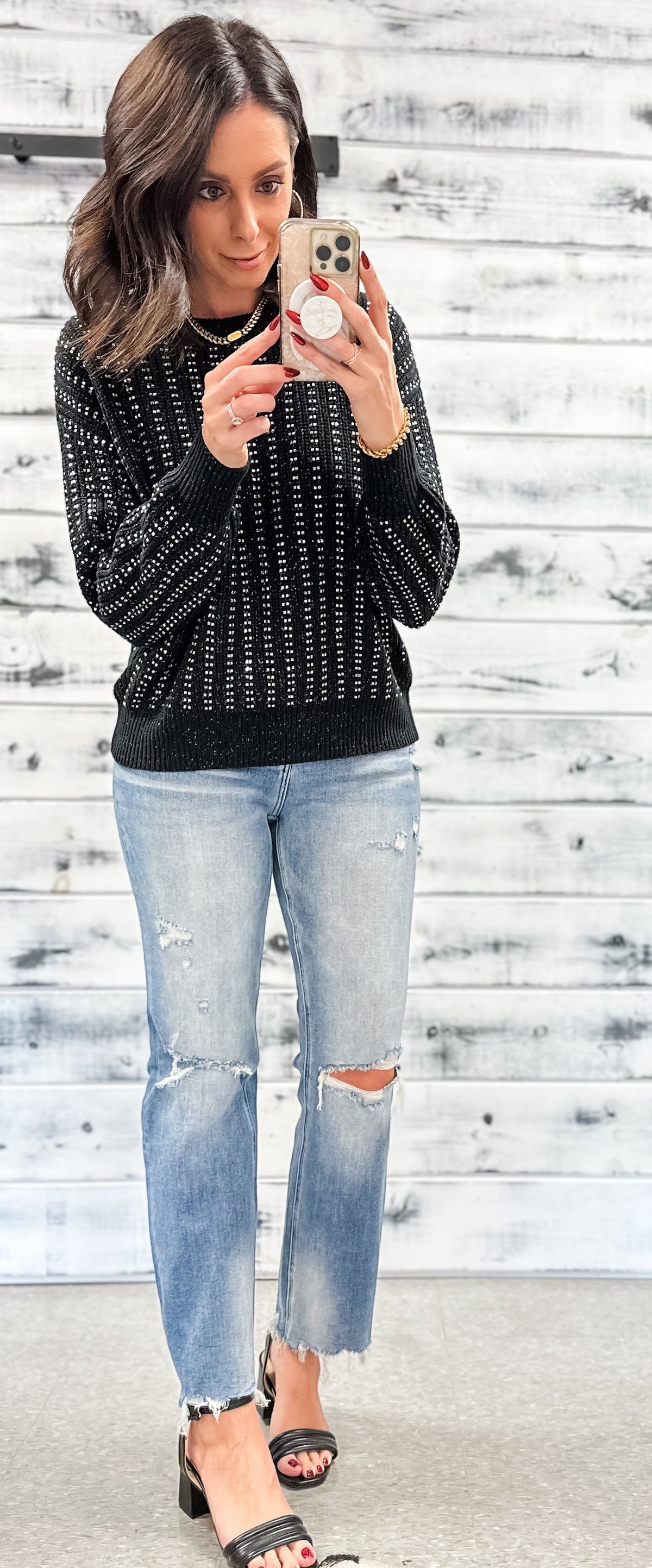 Black Studs &amp; Sparkle Sweater