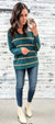 Deep Teal & Tan Striped Sweater