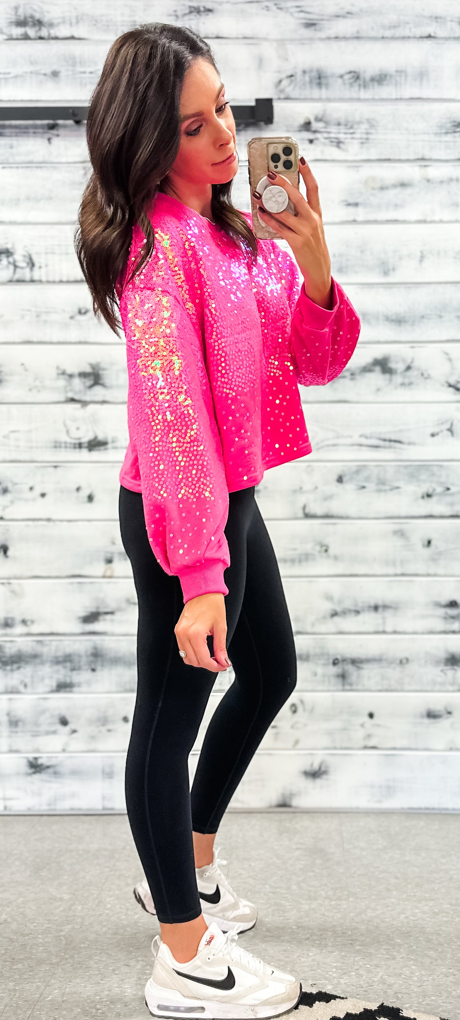 Pink sequin outlet sweatshirt