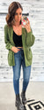 Olive Cable Knit Cardigan W/Pockets