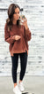 Red Rust Washed Oversized Raw Edge Pullover