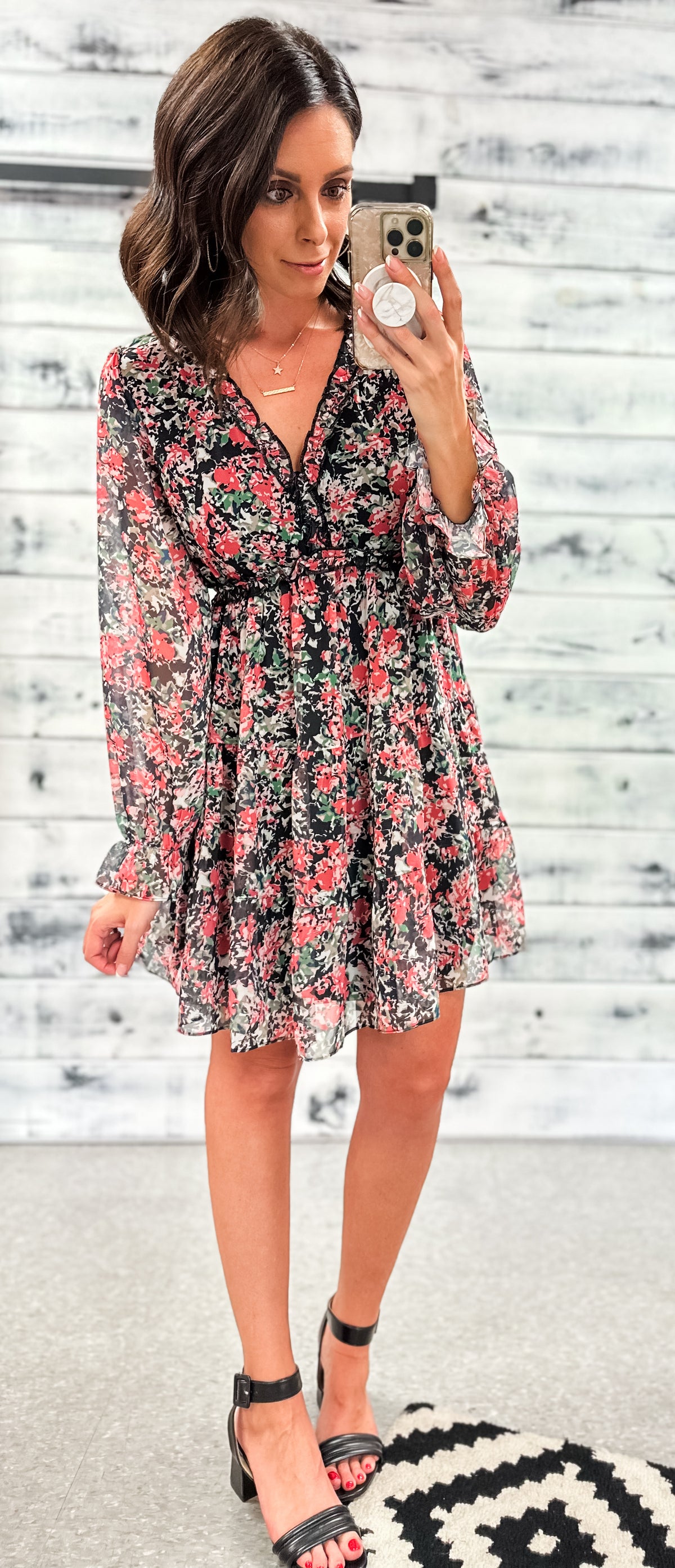 Black Floral Holiday Vibes Dress