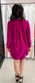 Magenta Textured Velvet Button Down Dress