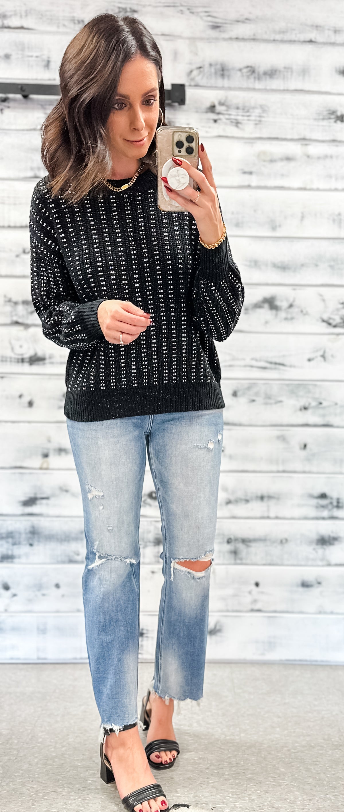 Black Studs &amp; Sparkle Sweater