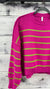 Magenta & Lime Striped Relaxed Crop Sweater