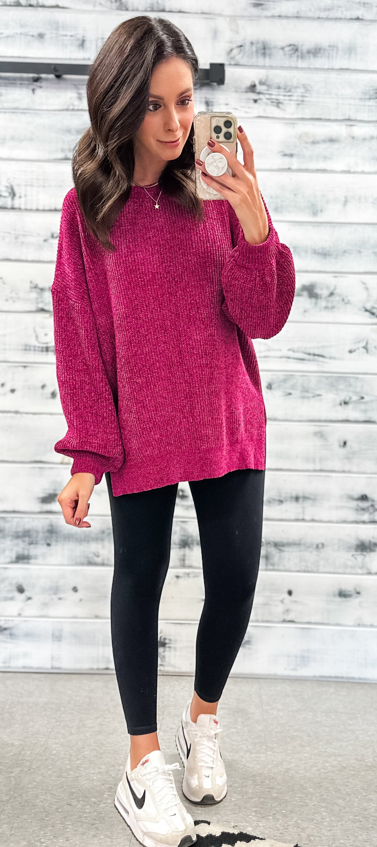Deep Magenta Chenille Relaxed Sweater
