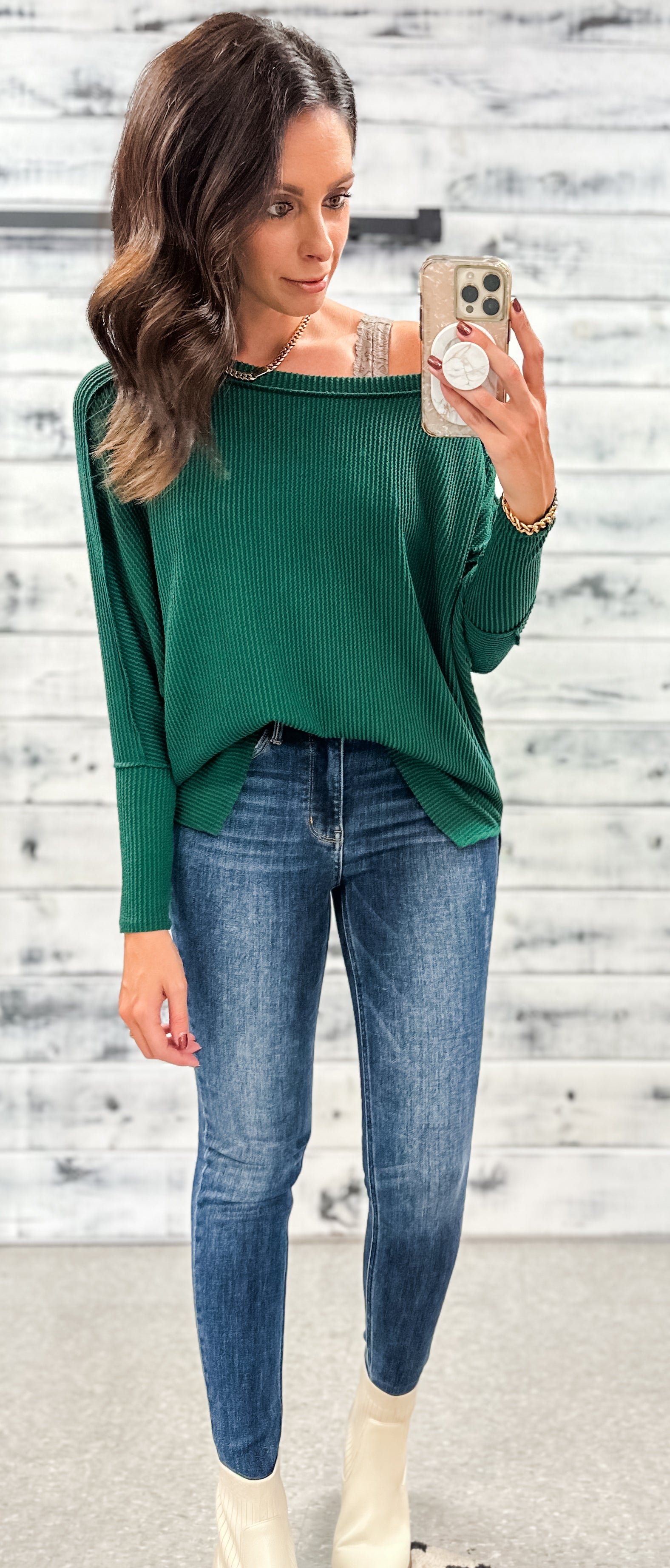 Forest green shop top outfit