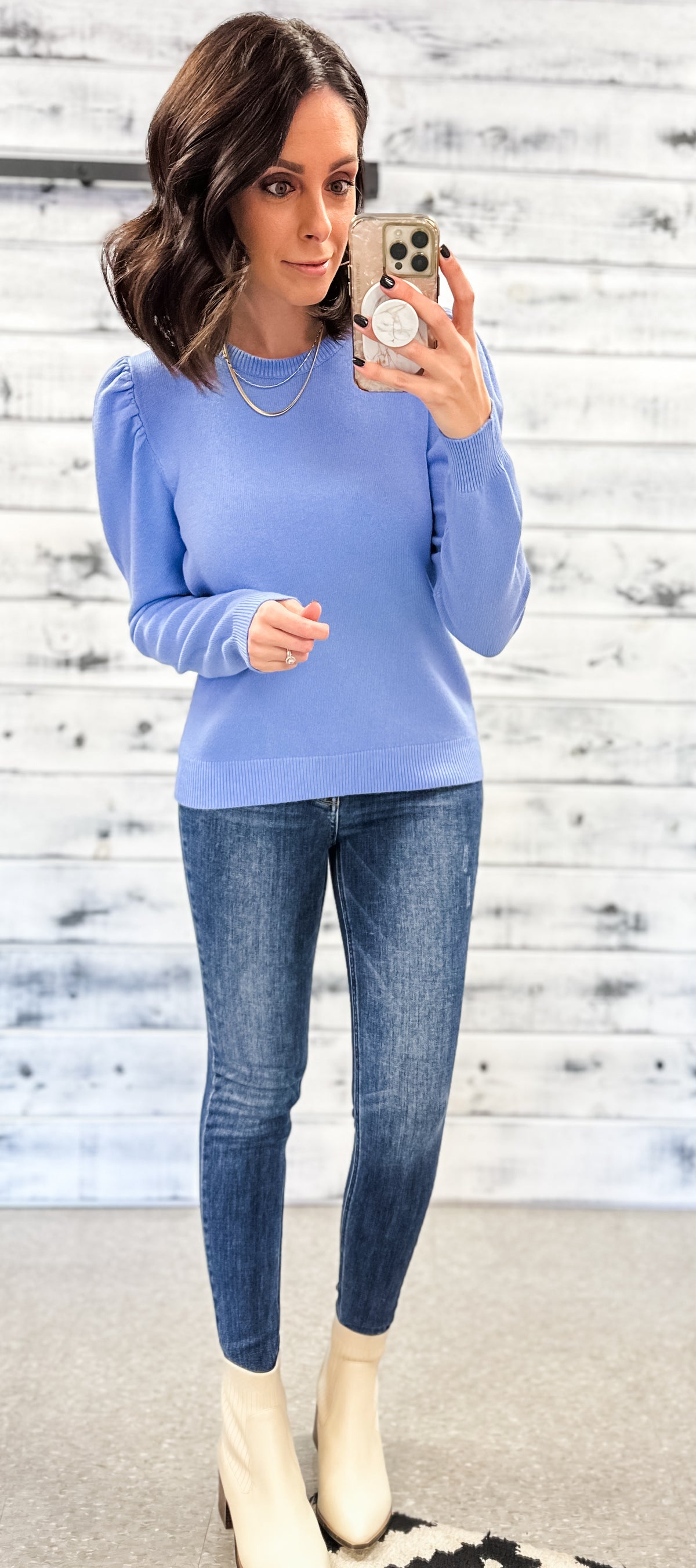 Periwinkle Blue Puff Sleeve Sweater