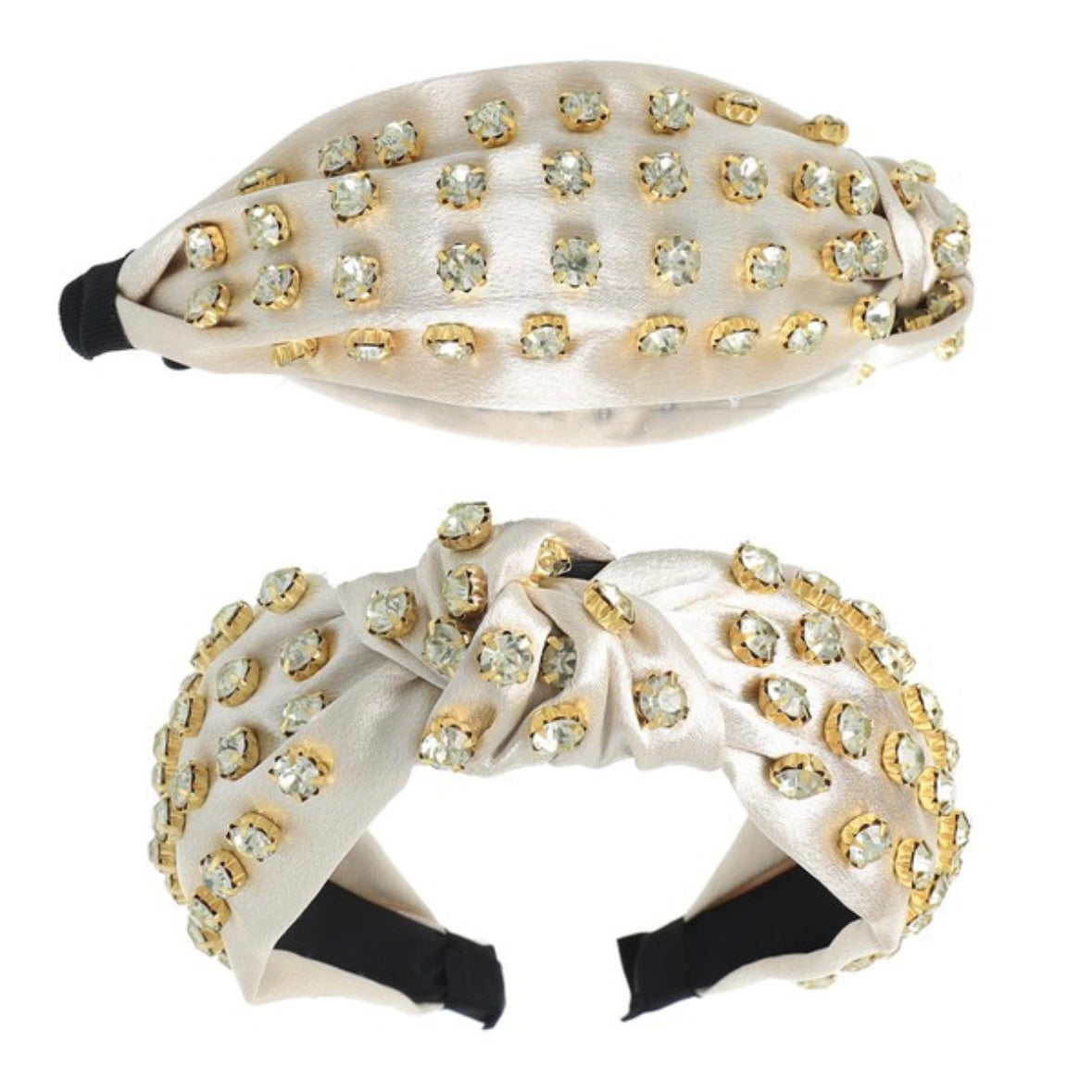 Gold Jeweled Satin Headband