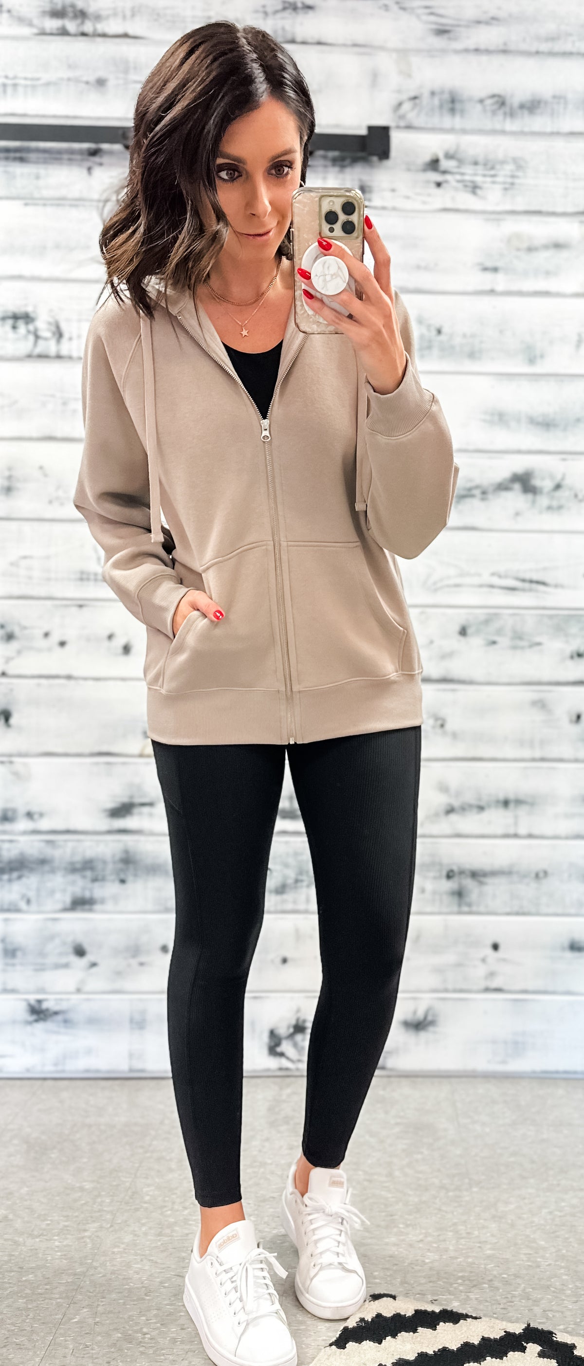 Taupe French Terry Full Zip Hoodie