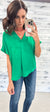 Kelly Green "Queen of the Office" Satin Blouse