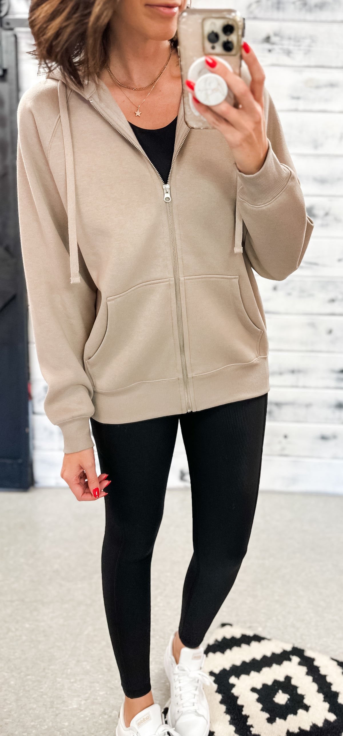 Taupe French Terry Full Zip Hoodie