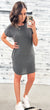 Charcoal Ribbed Scoop Neck T-Shirt Dress