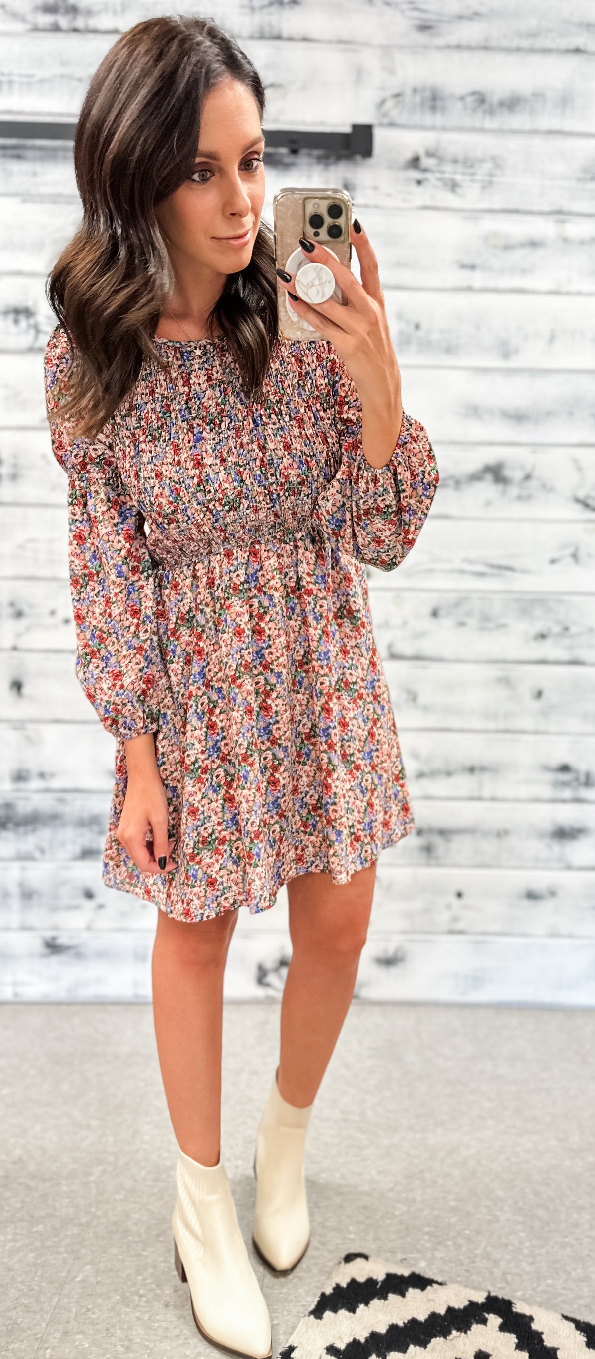 Floral Smocked Puff Sleeve Dress