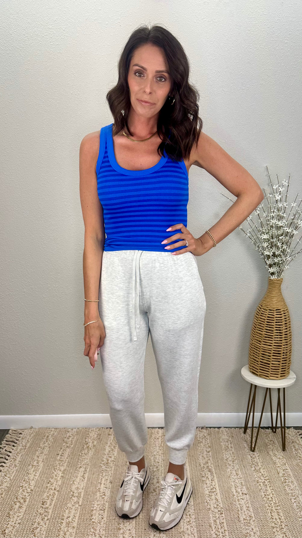 Blue Pop Striped Double Take Tank