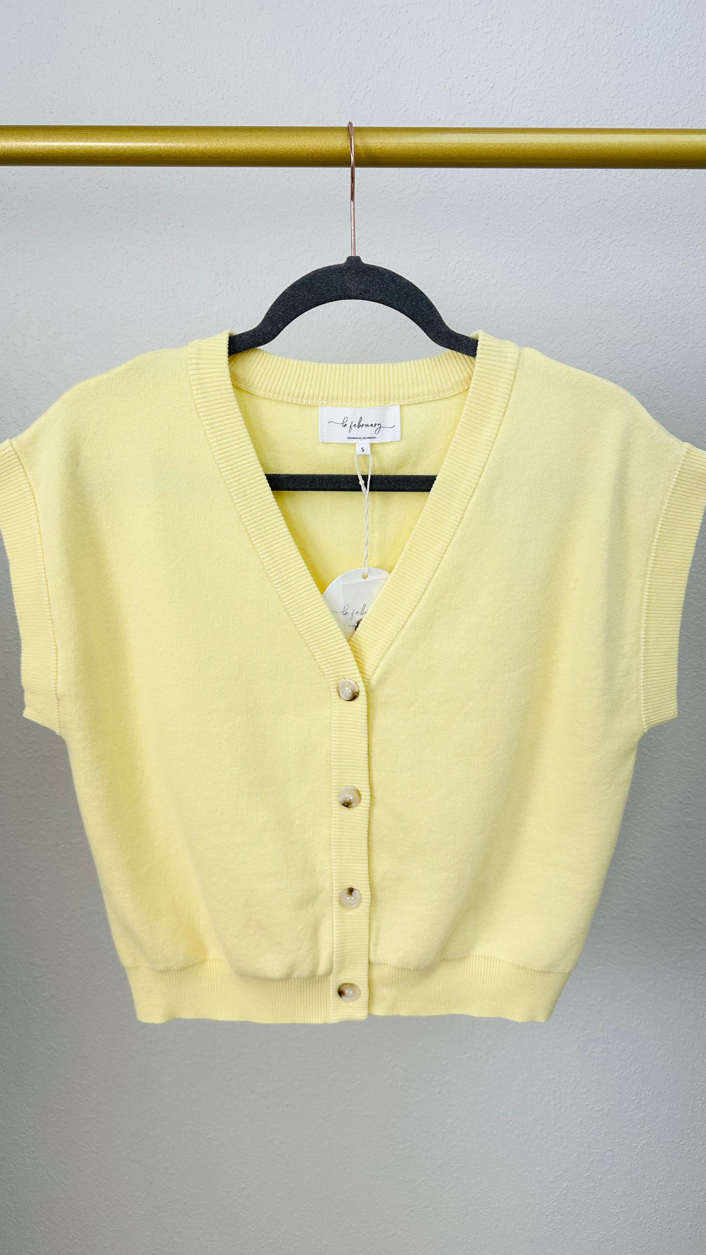 Butter Yellow Buttoned V-Neck Summer Cardigan
