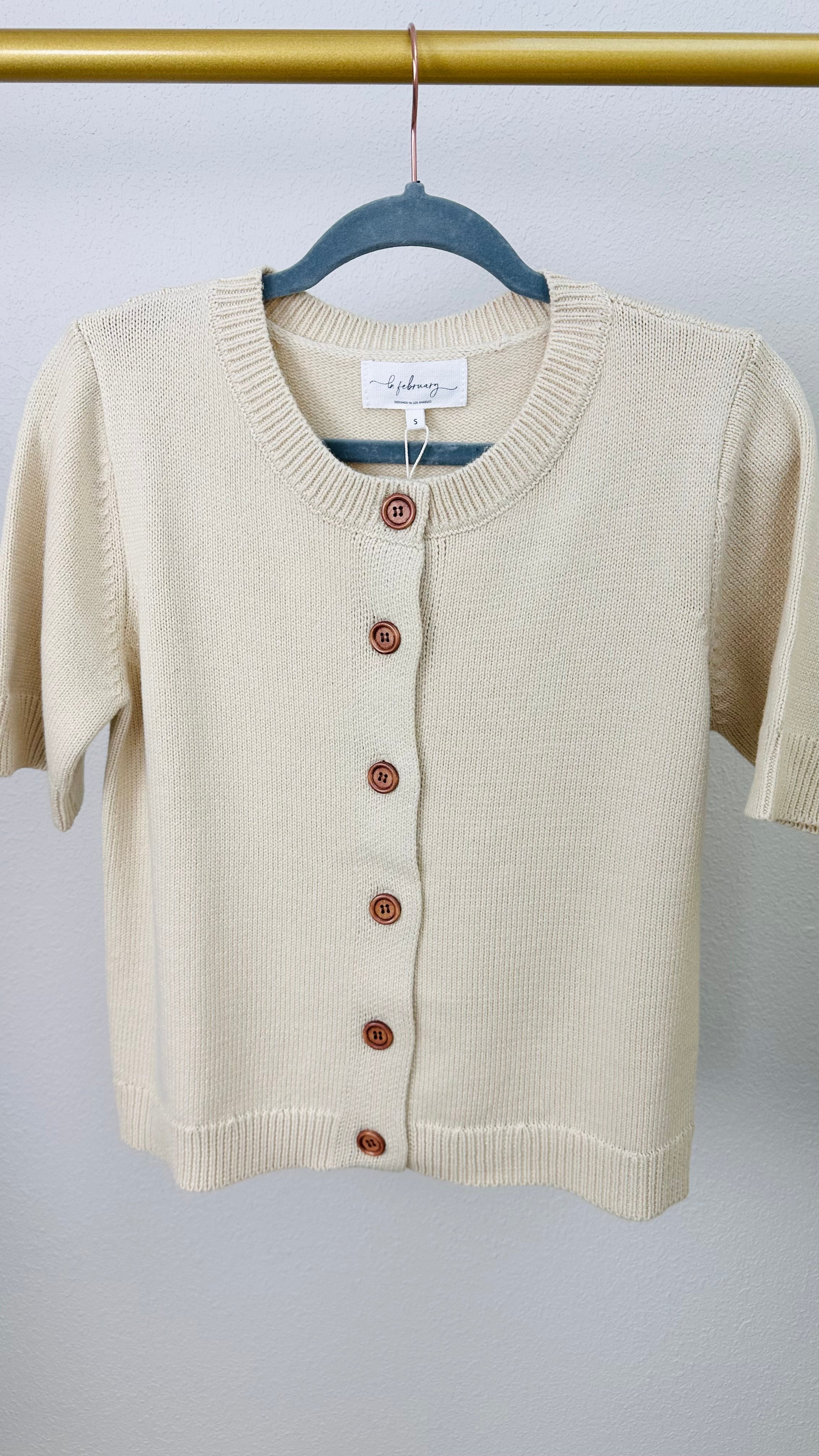 Coffee House Short Sleeve Button Up Cardigan