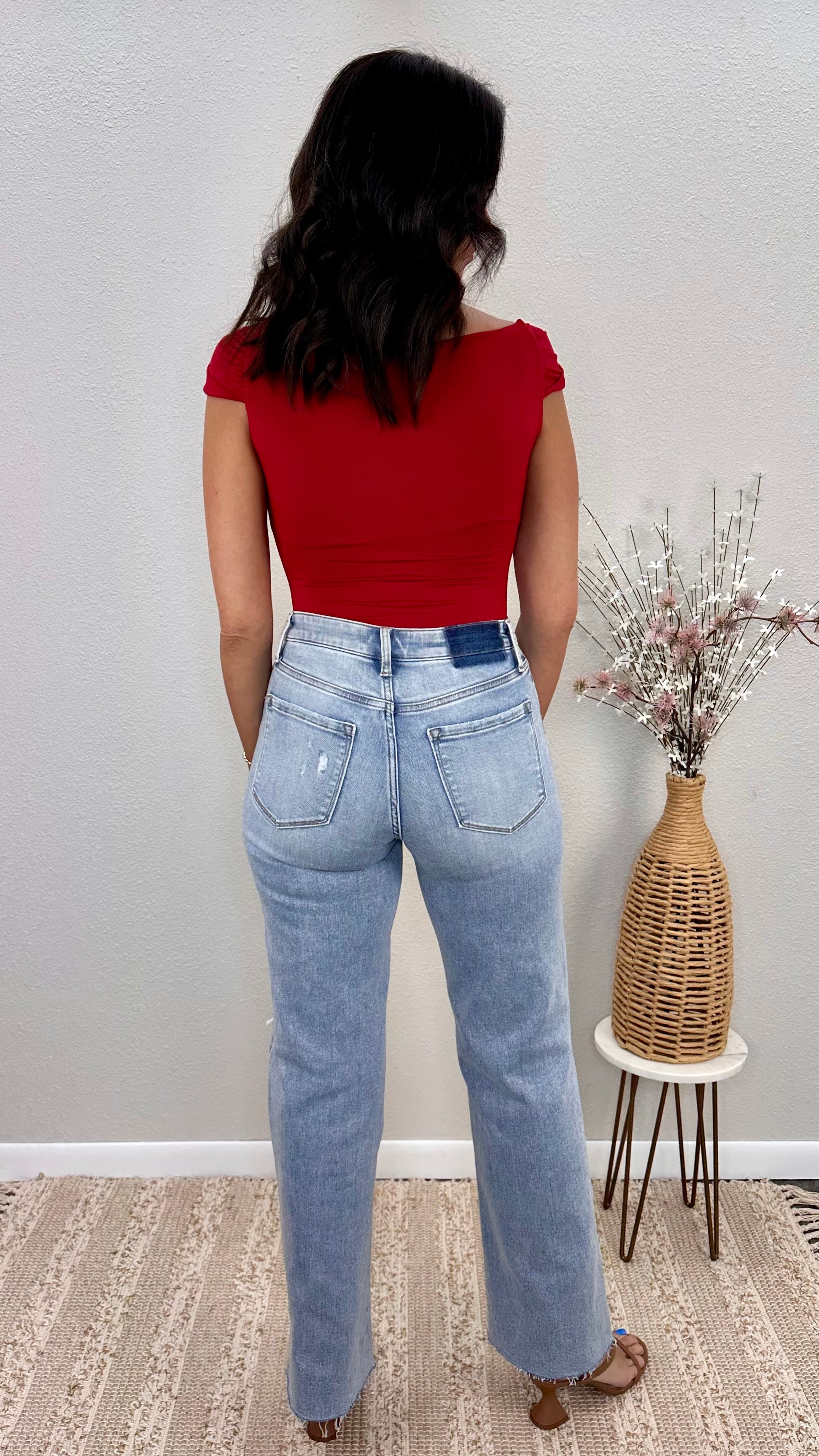 Vervet High Rise Distressed Wide Leg Jean