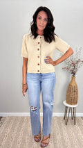 Coffee House Short Sleeve Button Up Cardigan