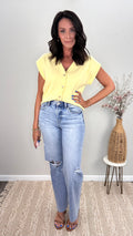 Butter Yellow Buttoned V-Neck Summer Cardigan