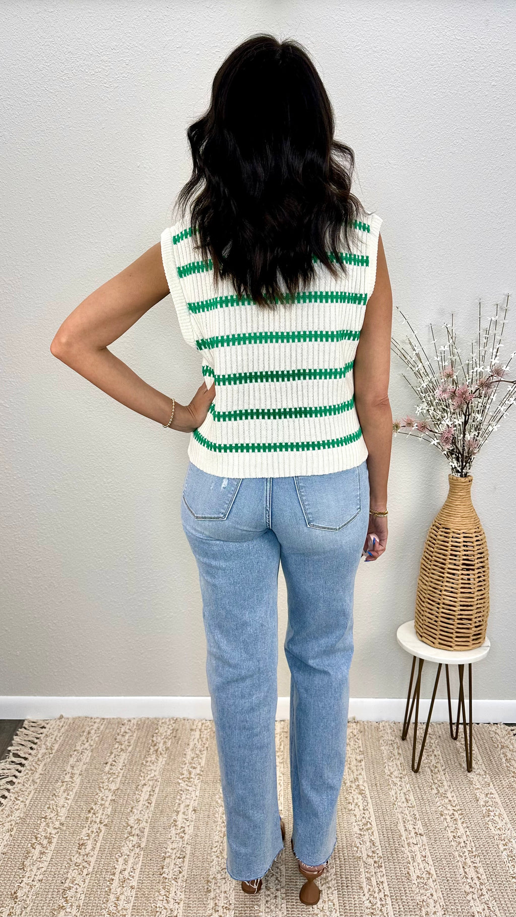 Green Stripe Summer Sweater