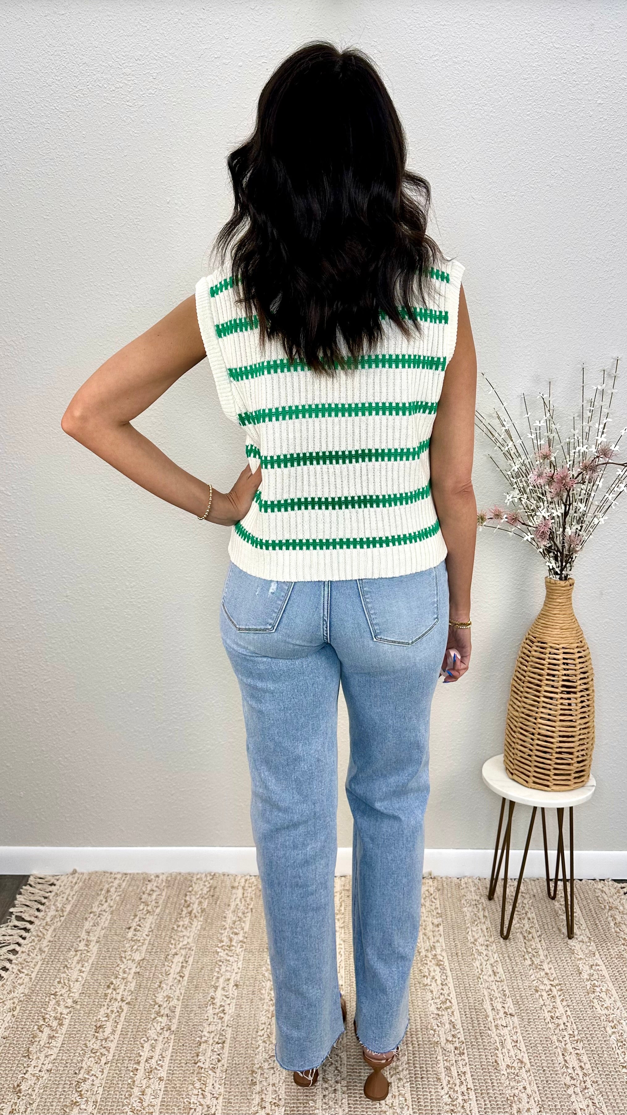 Green Stripe Summer Sweater