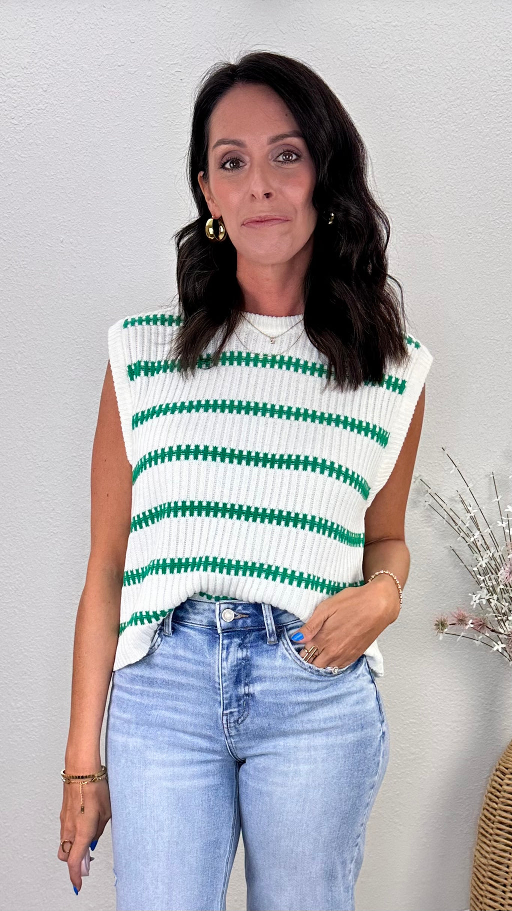 Green Stripe Summer Sweater