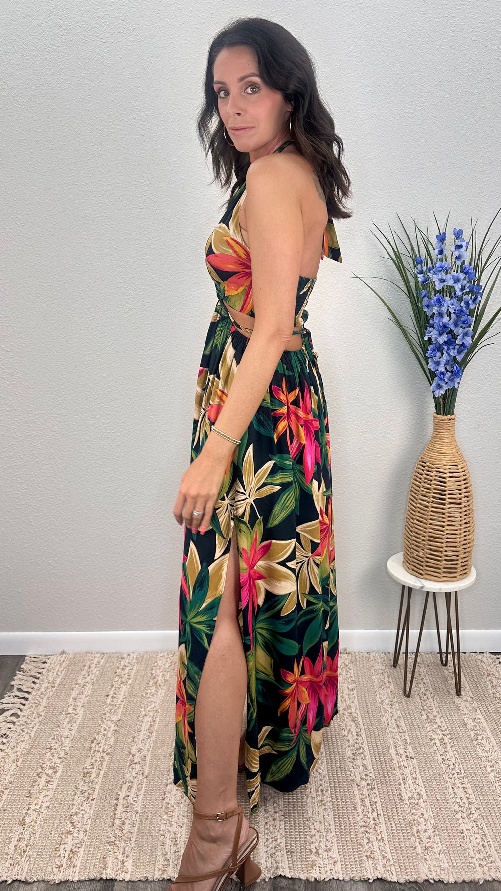Midnight Palms Cut-Out Maxi