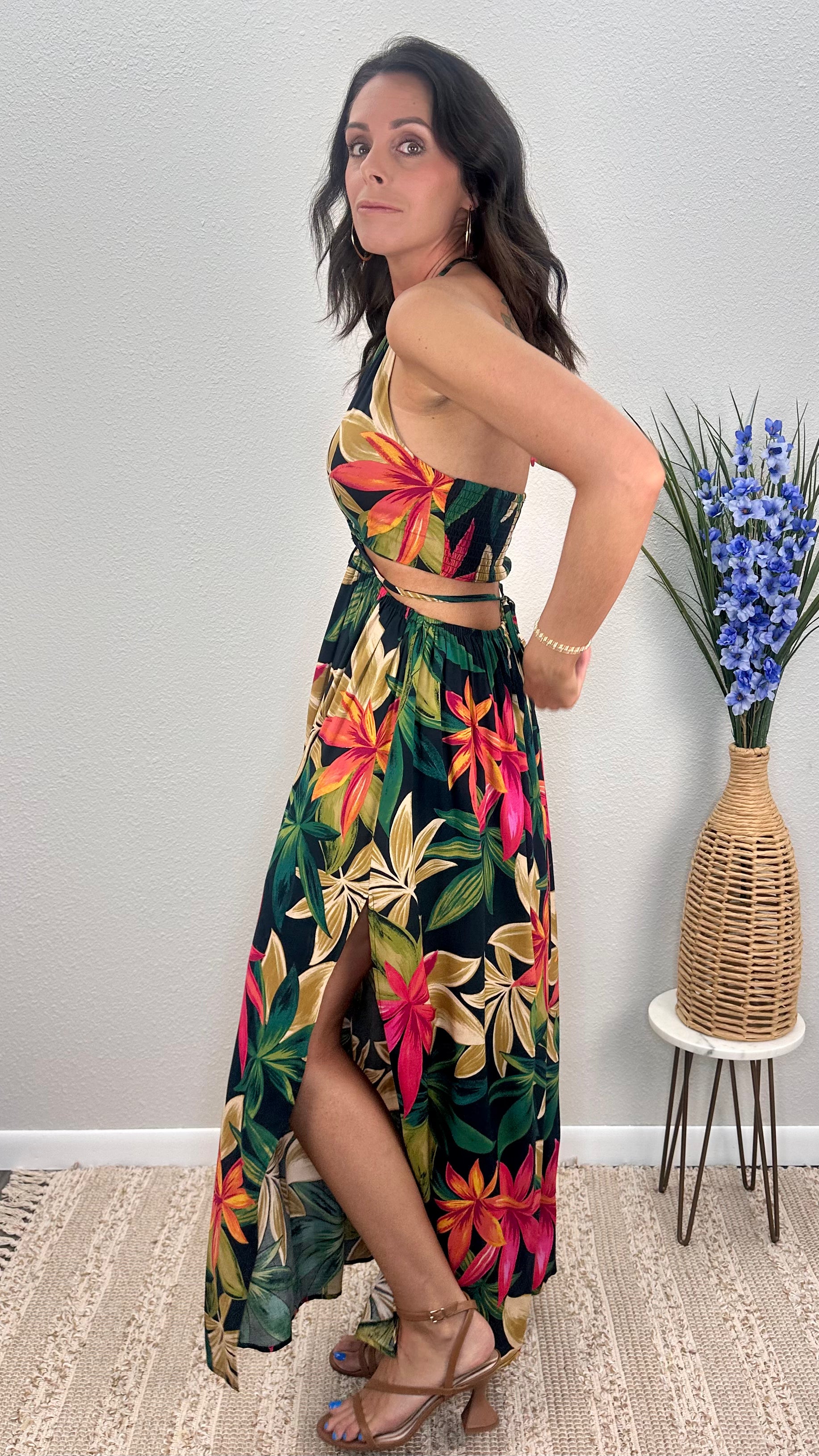 Midnight Palms Cut-Out Maxi