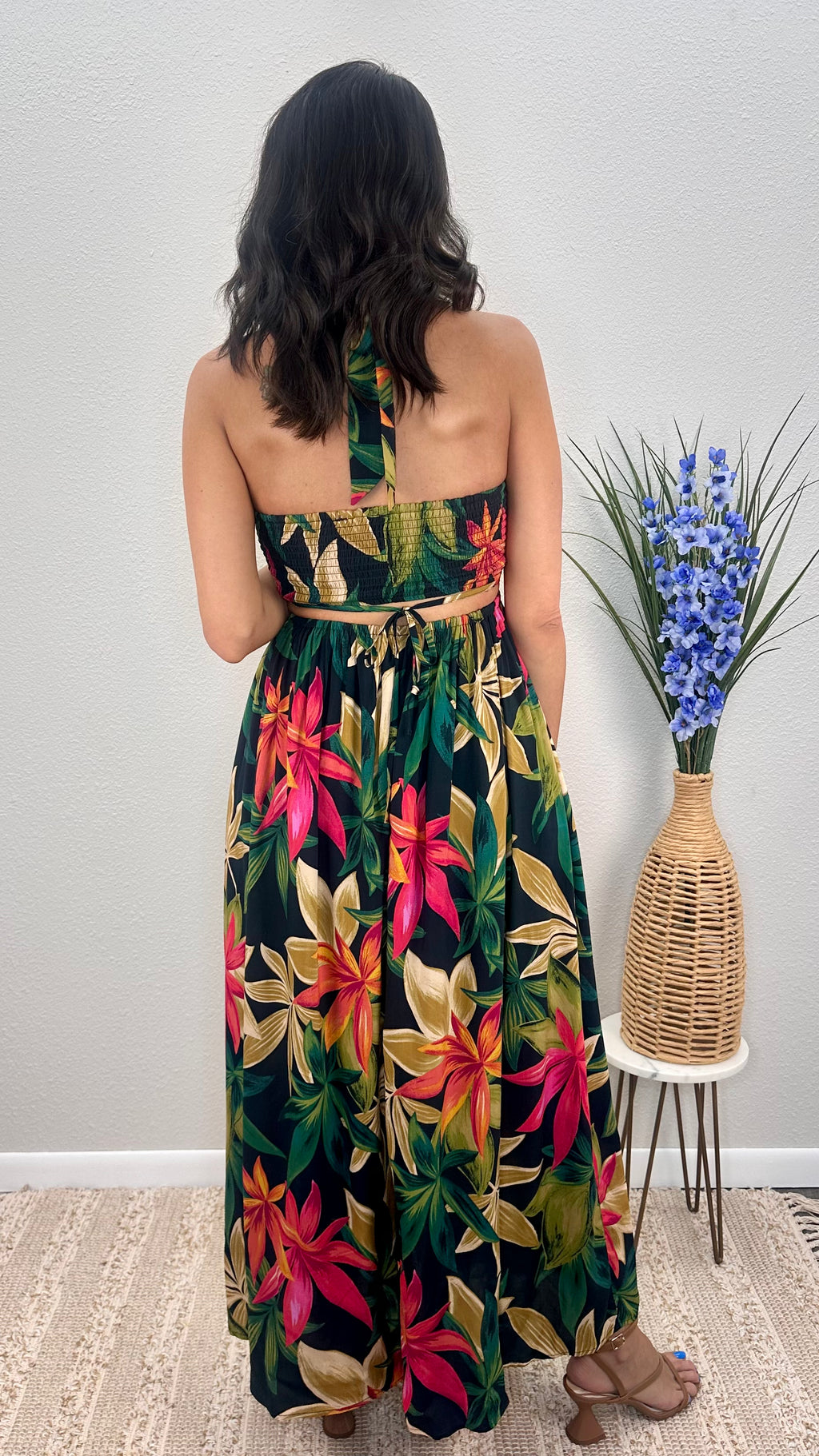 Midnight Palms Cut-Out Maxi
