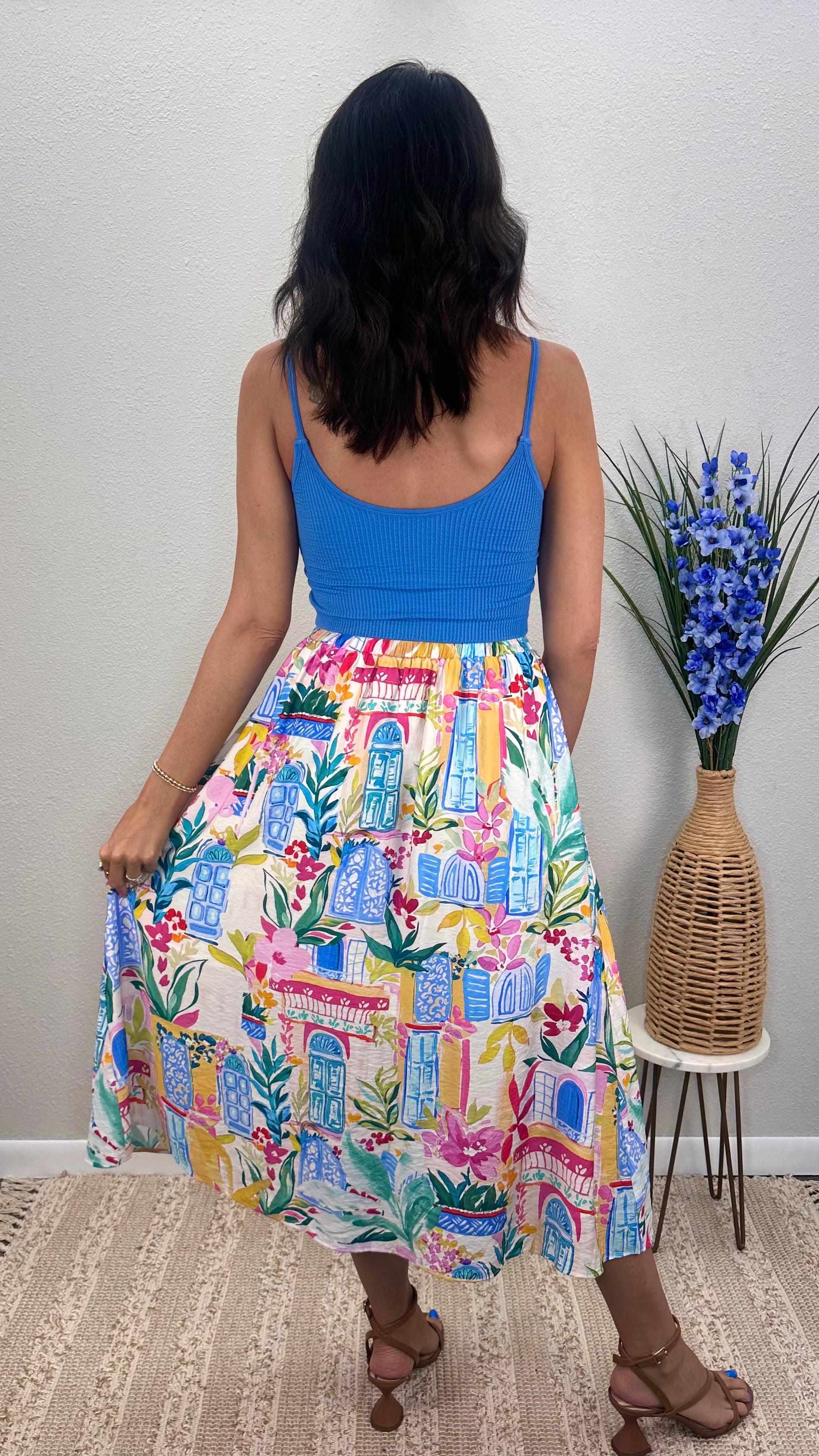 Santorini Stroll Button Up Skirt