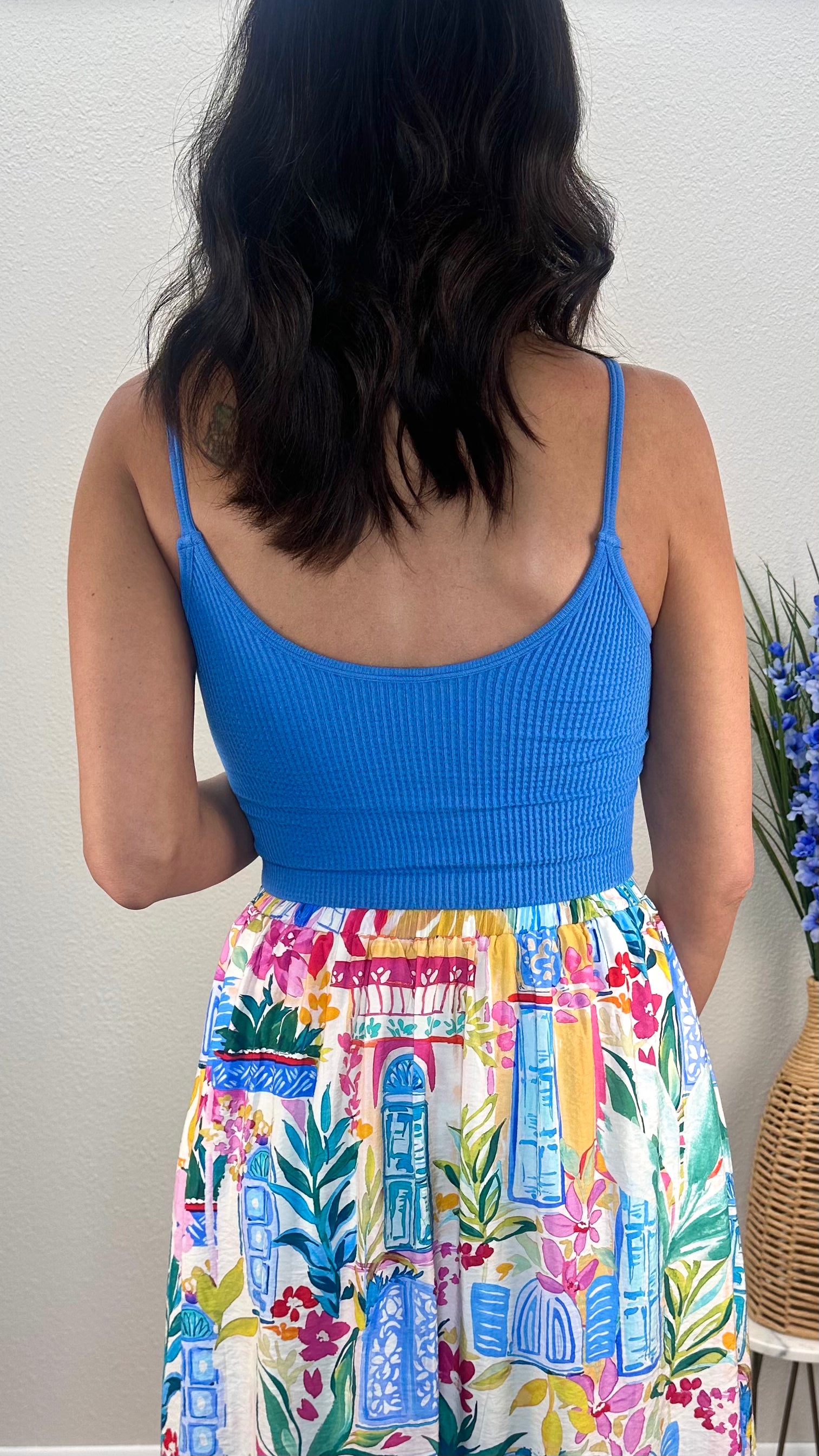 Azure Blue V-Neck Ribbed Brami