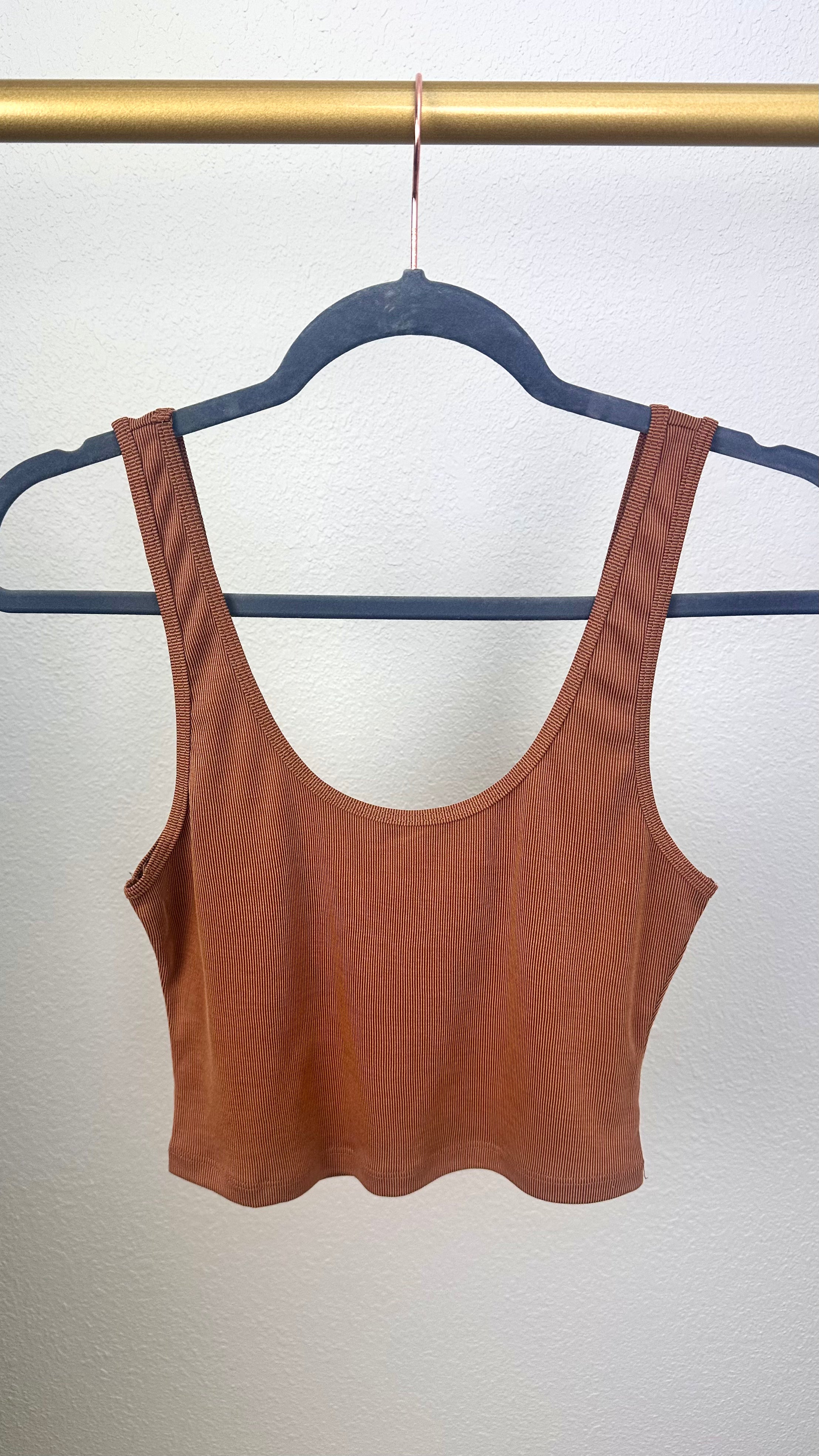 Bronzed Tan Luxe Scoop Crop Tank