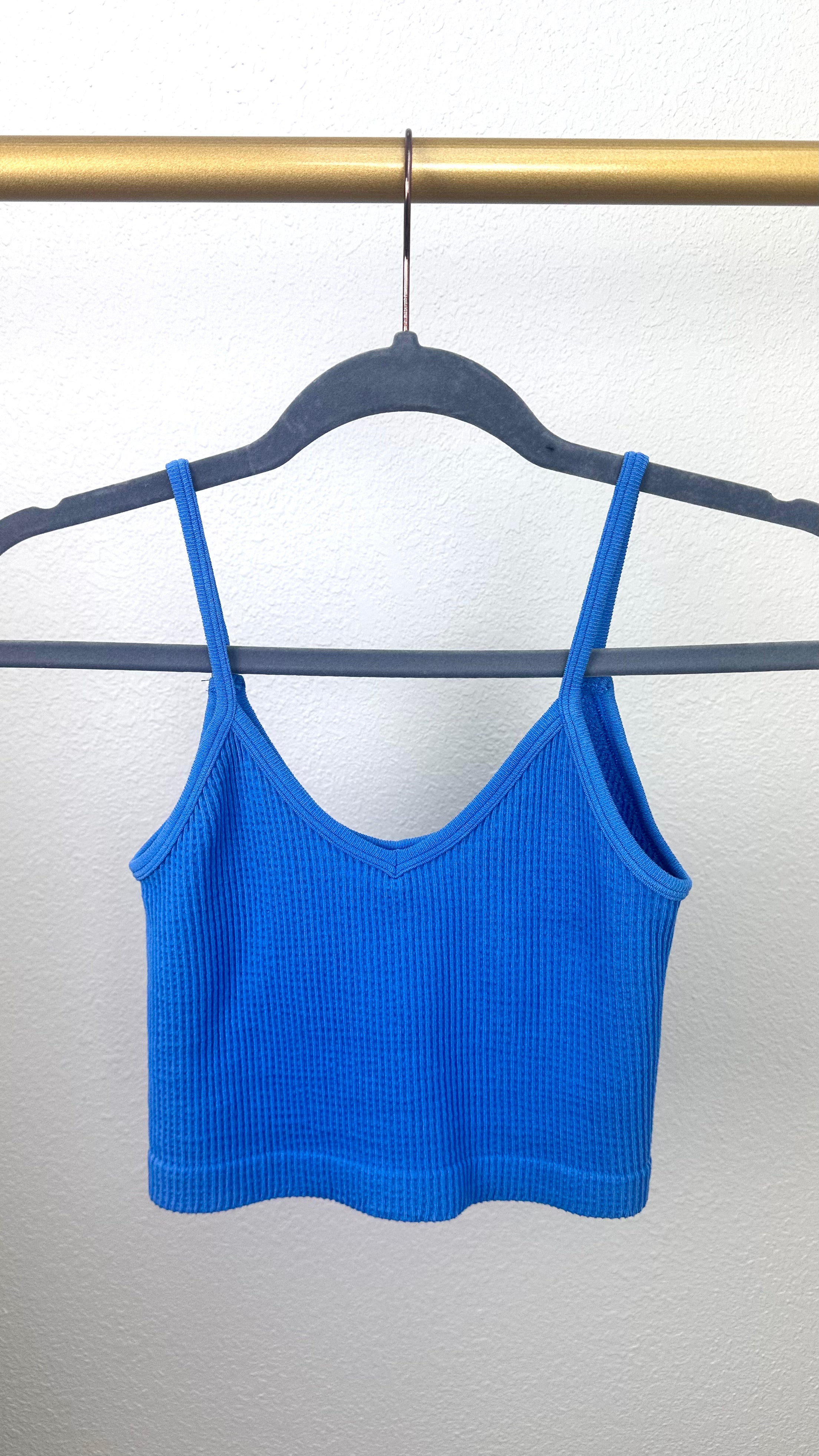 Azure Blue V-Neck Ribbed Brami