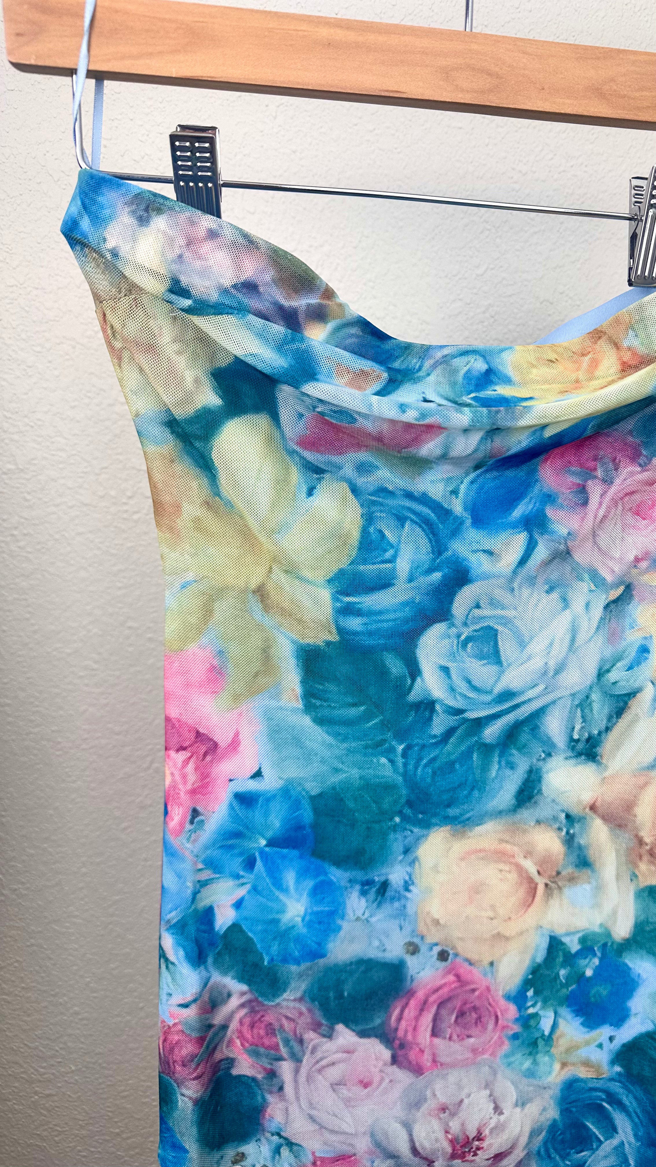 Cerulean Bloom Strapless Midi