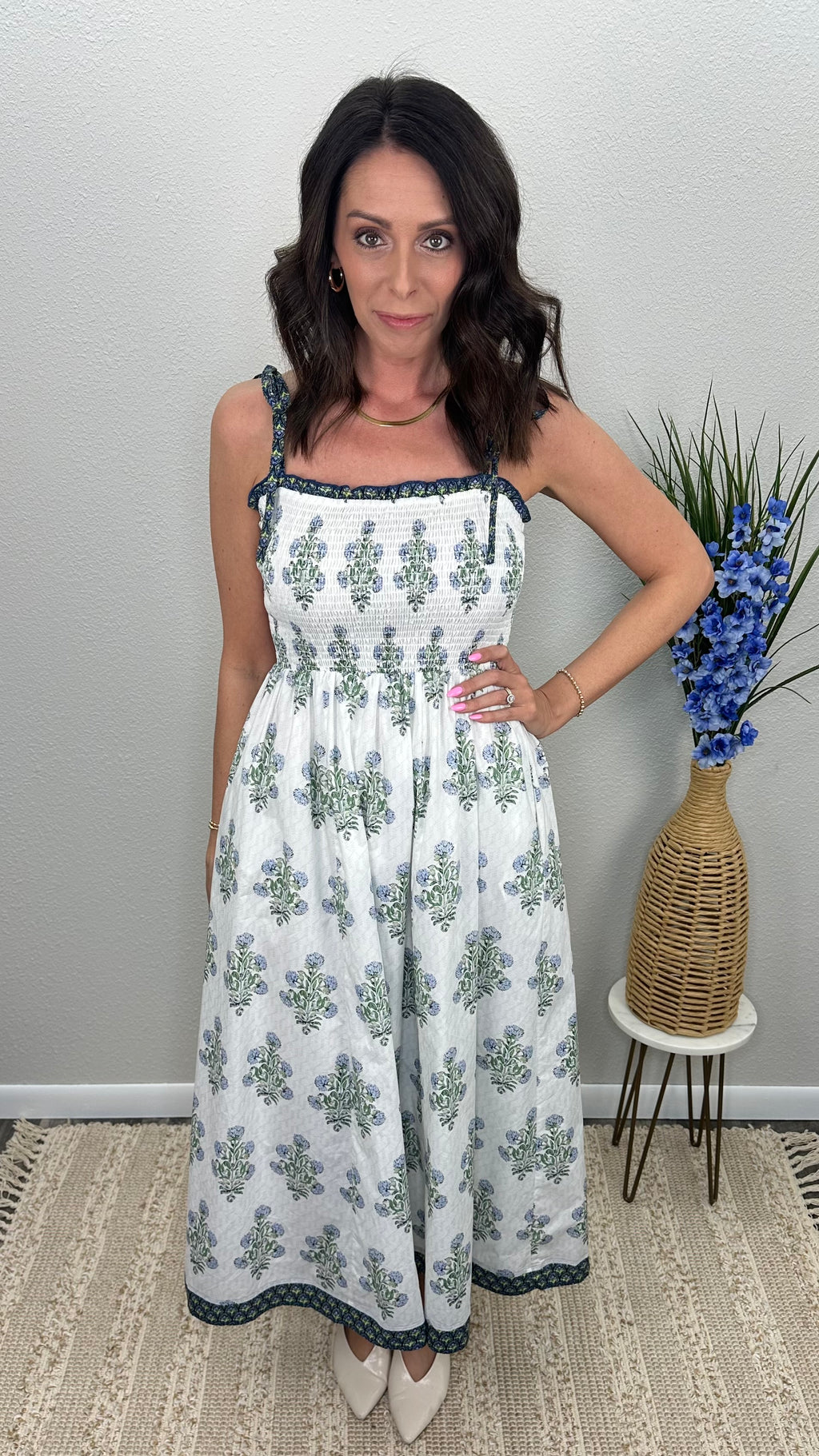 Heirloom Garden Smocked Midi Dress