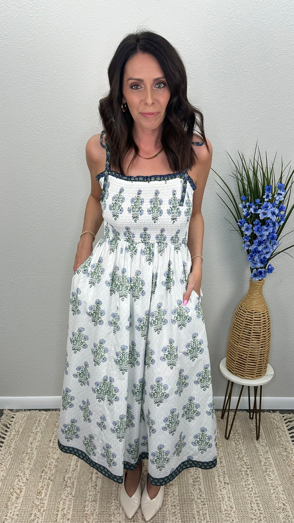 Heirloom Garden Smocked Midi Dress
