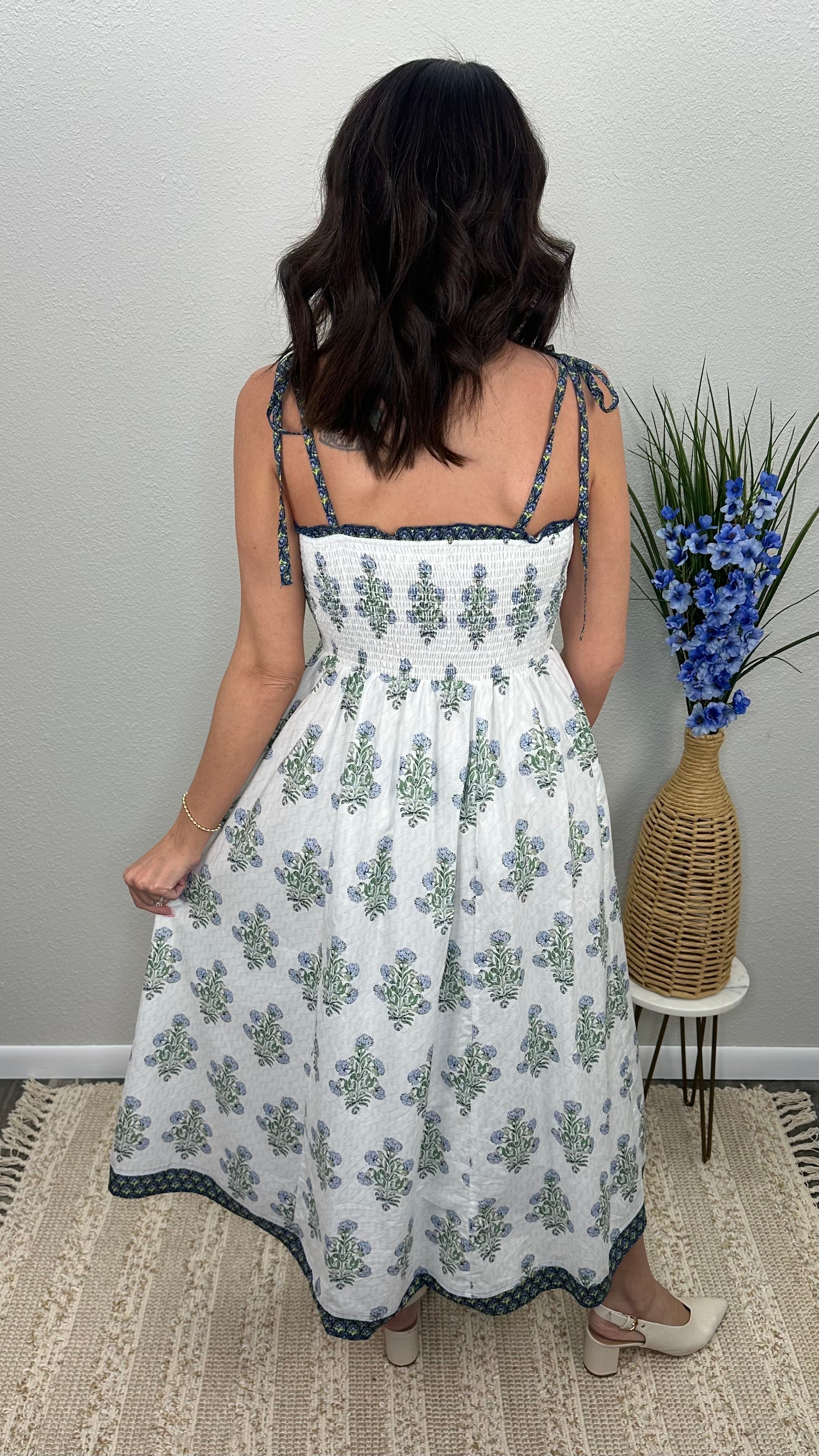 Heirloom Garden Smocked Midi Dress