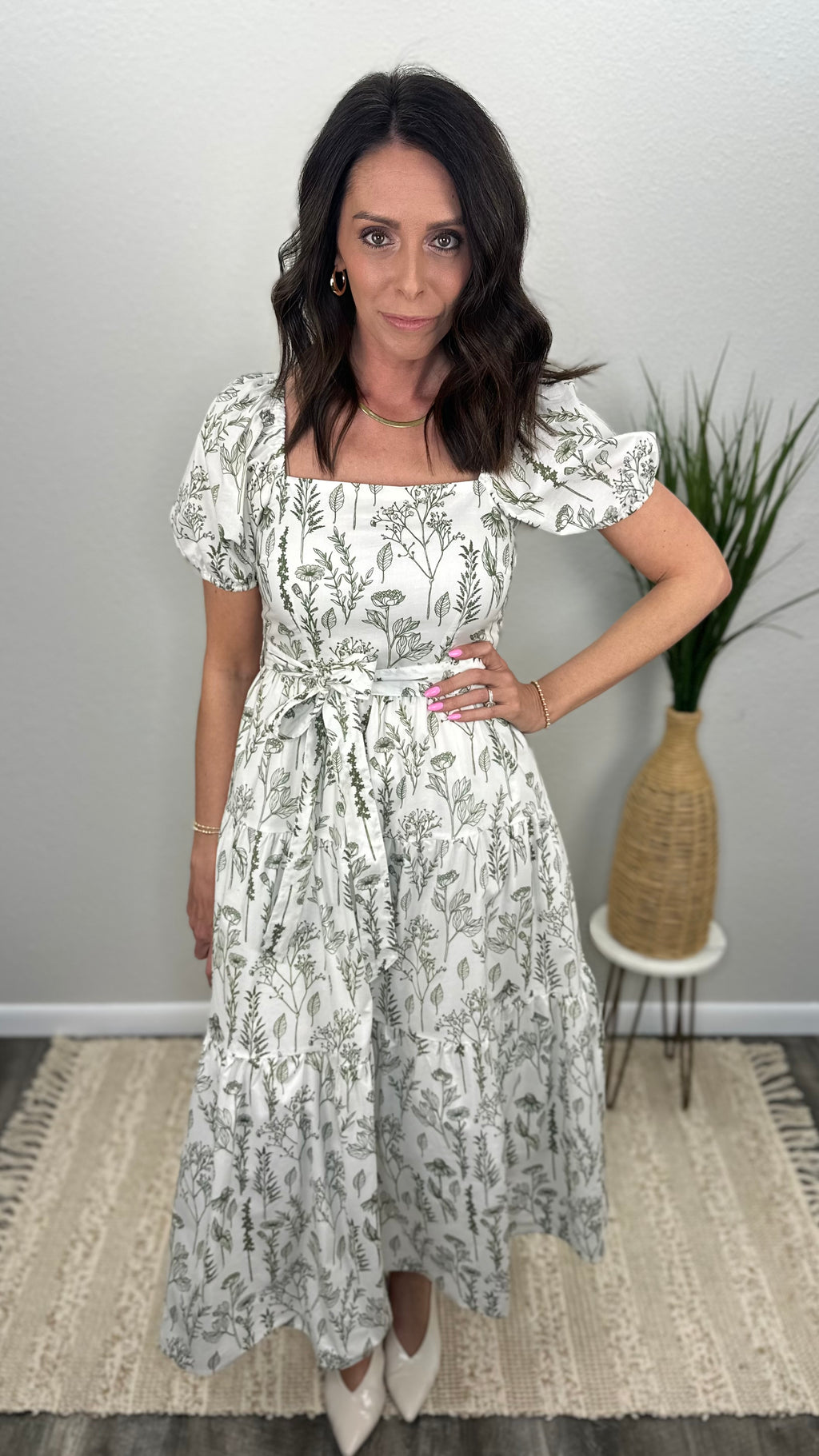 Garden Muse Square Neck Midi Dress