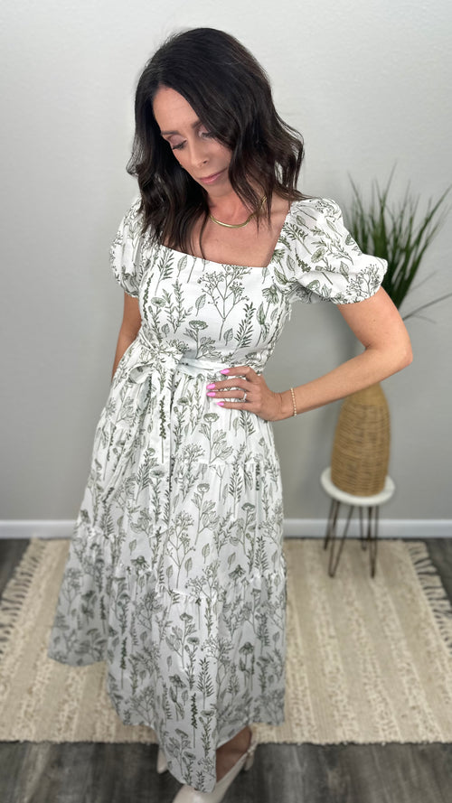 Garden Muse Square Neck Midi Dress