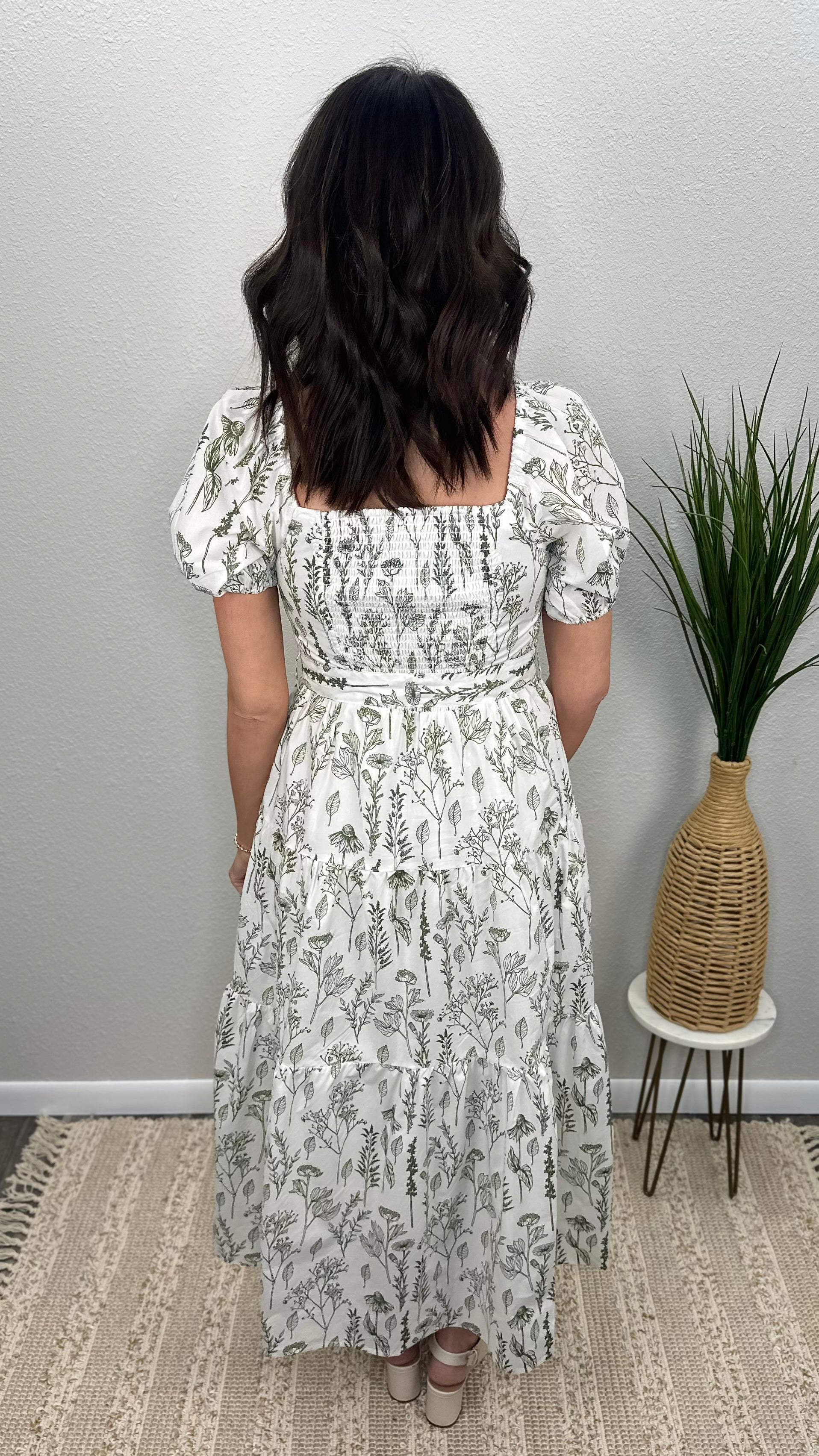 Garden Muse Square Neck Midi Dress