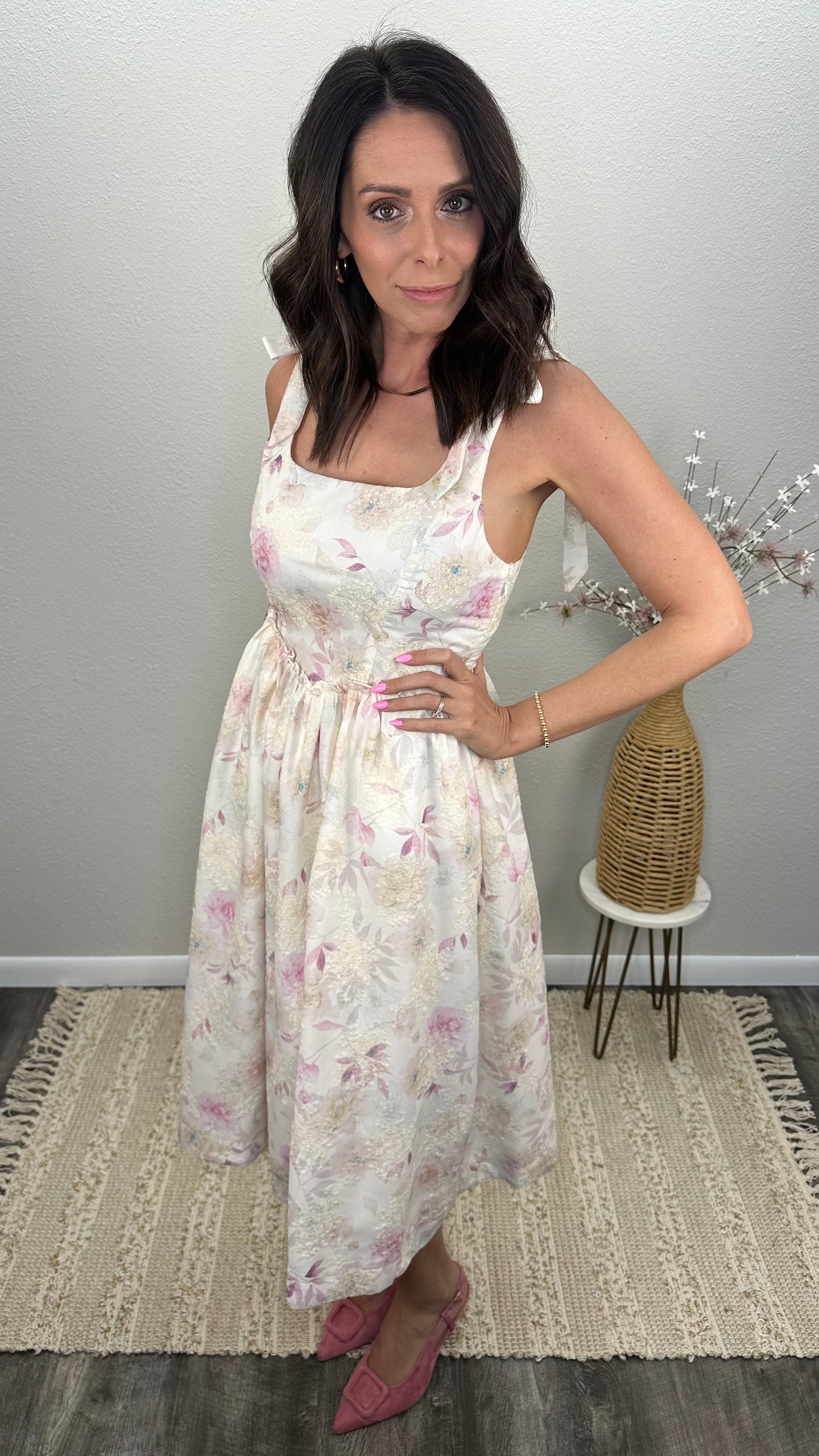 Rose Garden Embroidered Midi Dress