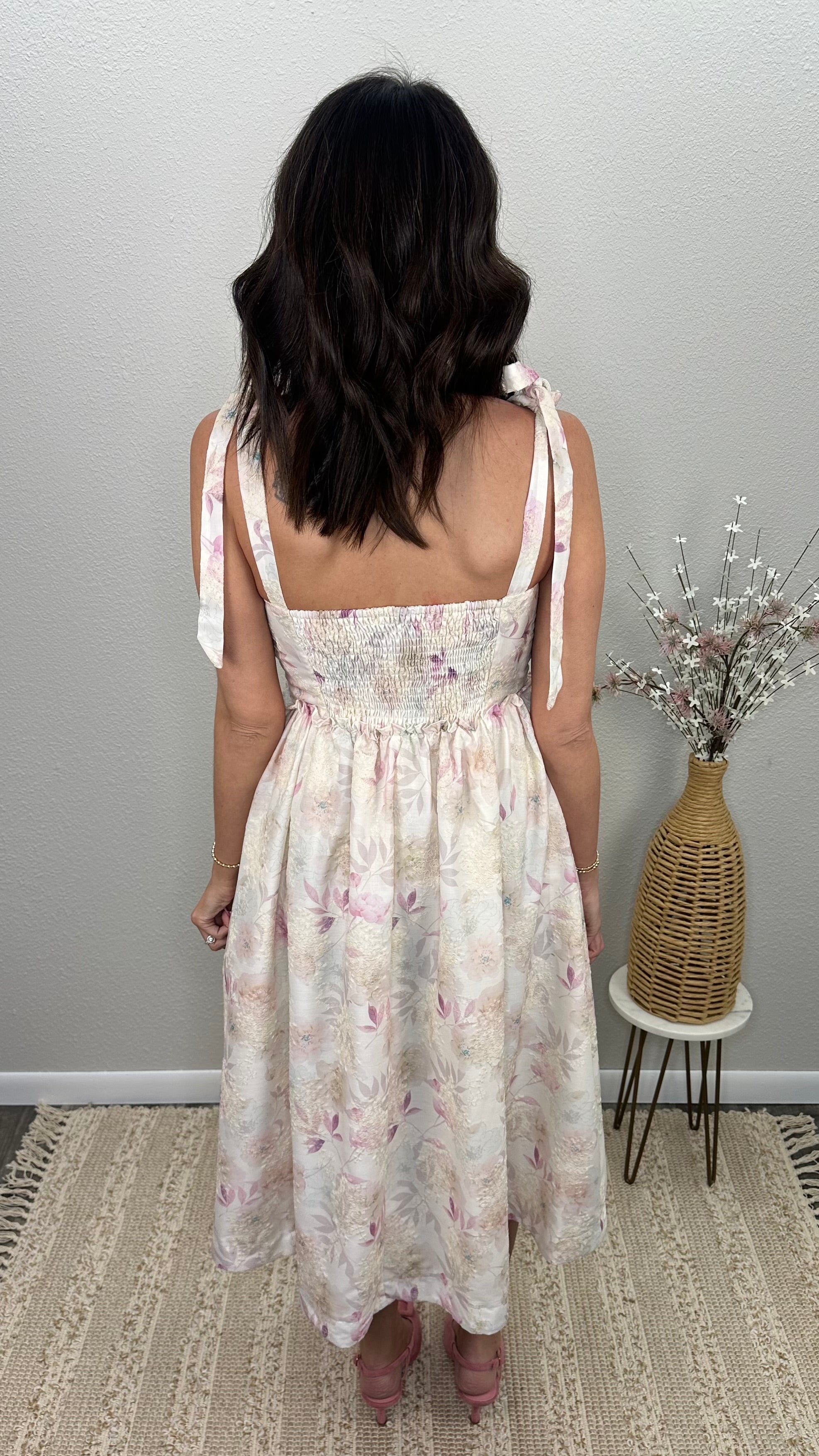 Rose Garden Embroidered Midi Dress