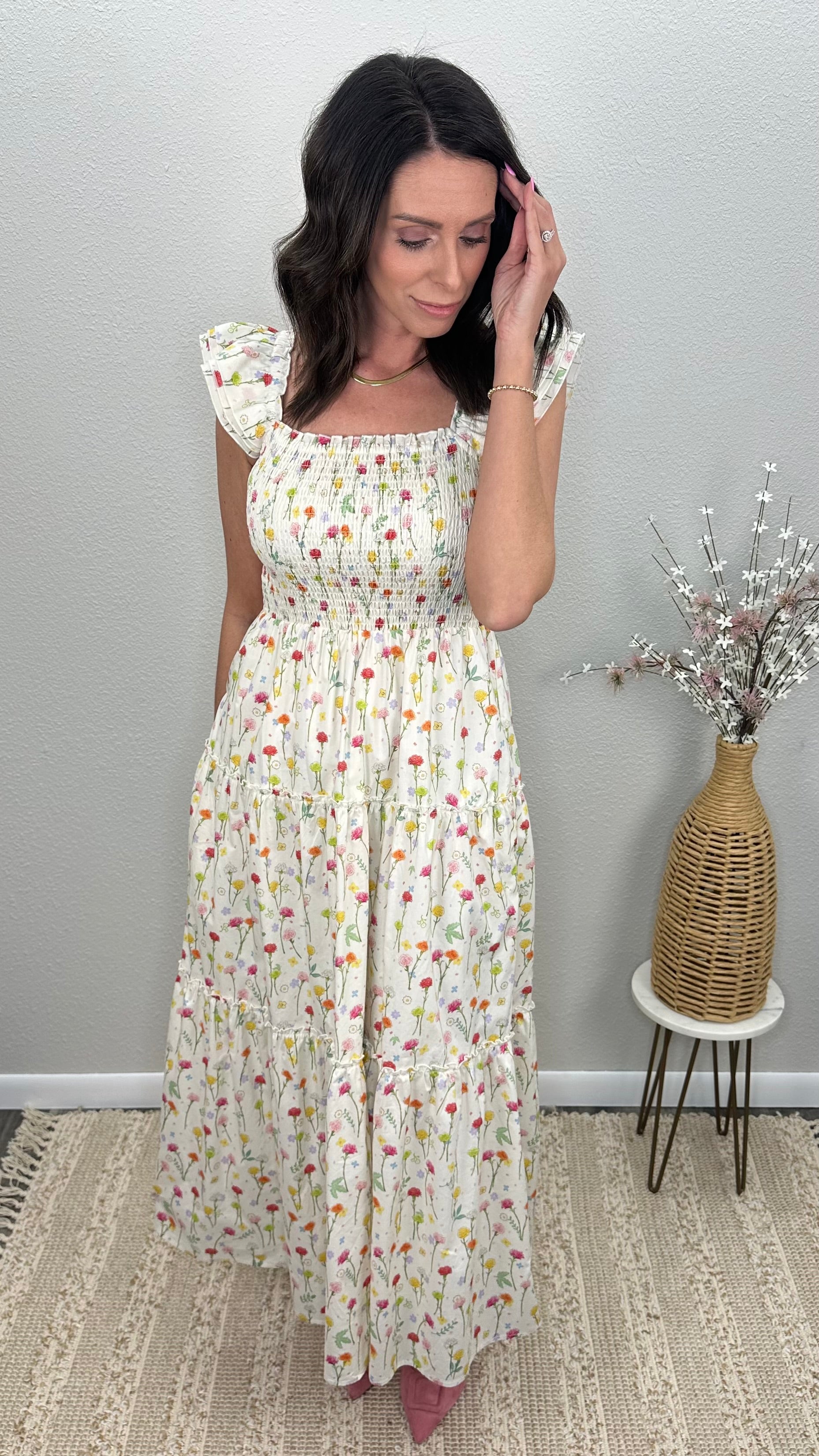 Spring Fields Smocked Maxi Dress