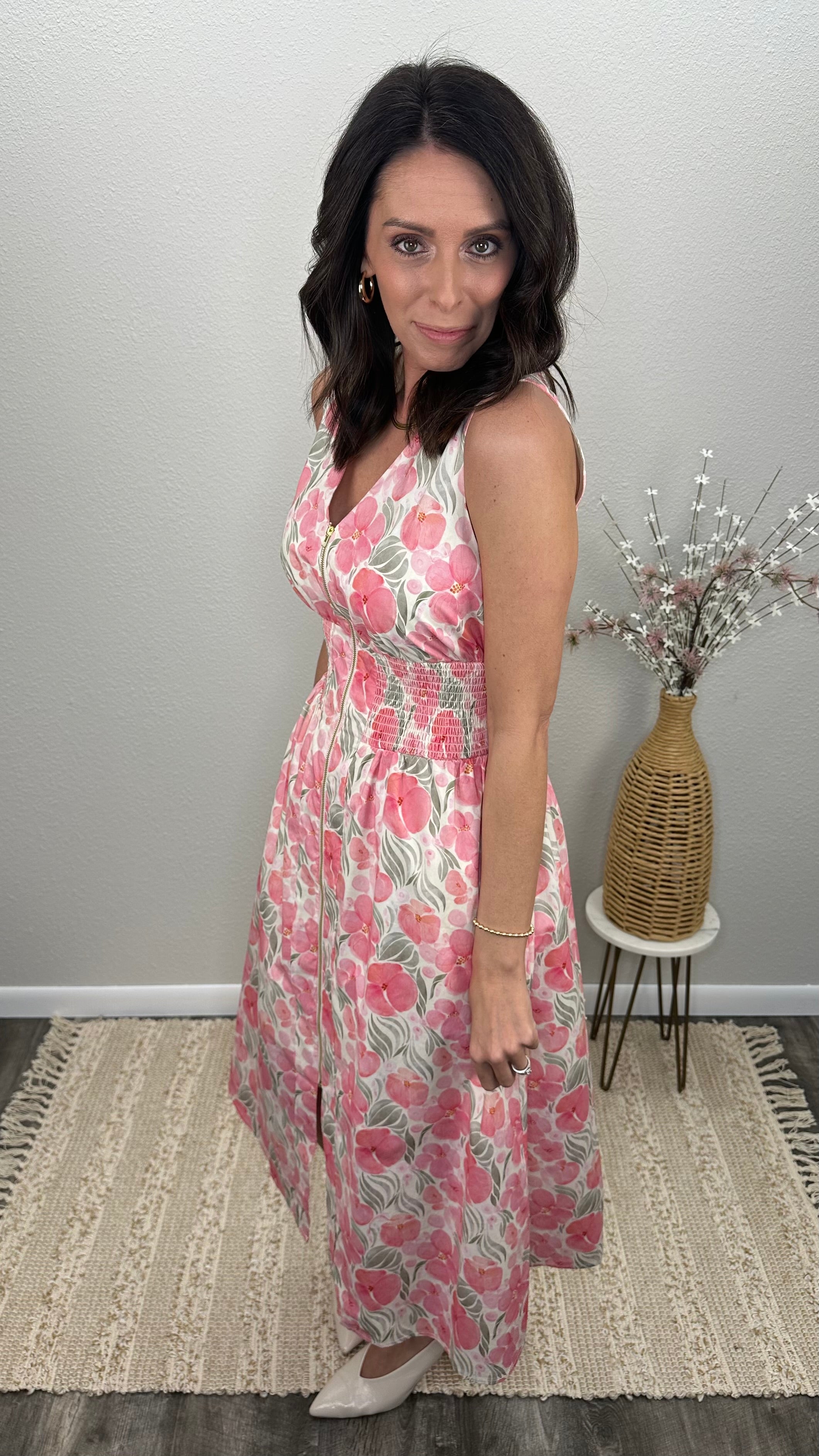 Bloom Society Zip Midi Dress – Grace and Garment Boutique